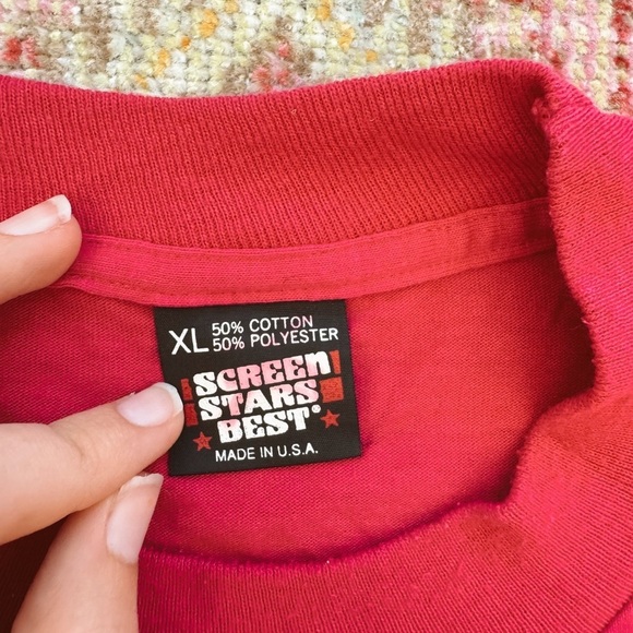 Screen Stars Best, Vintage Oversized Dark Pink T-Shirt - Picture 3 of 3